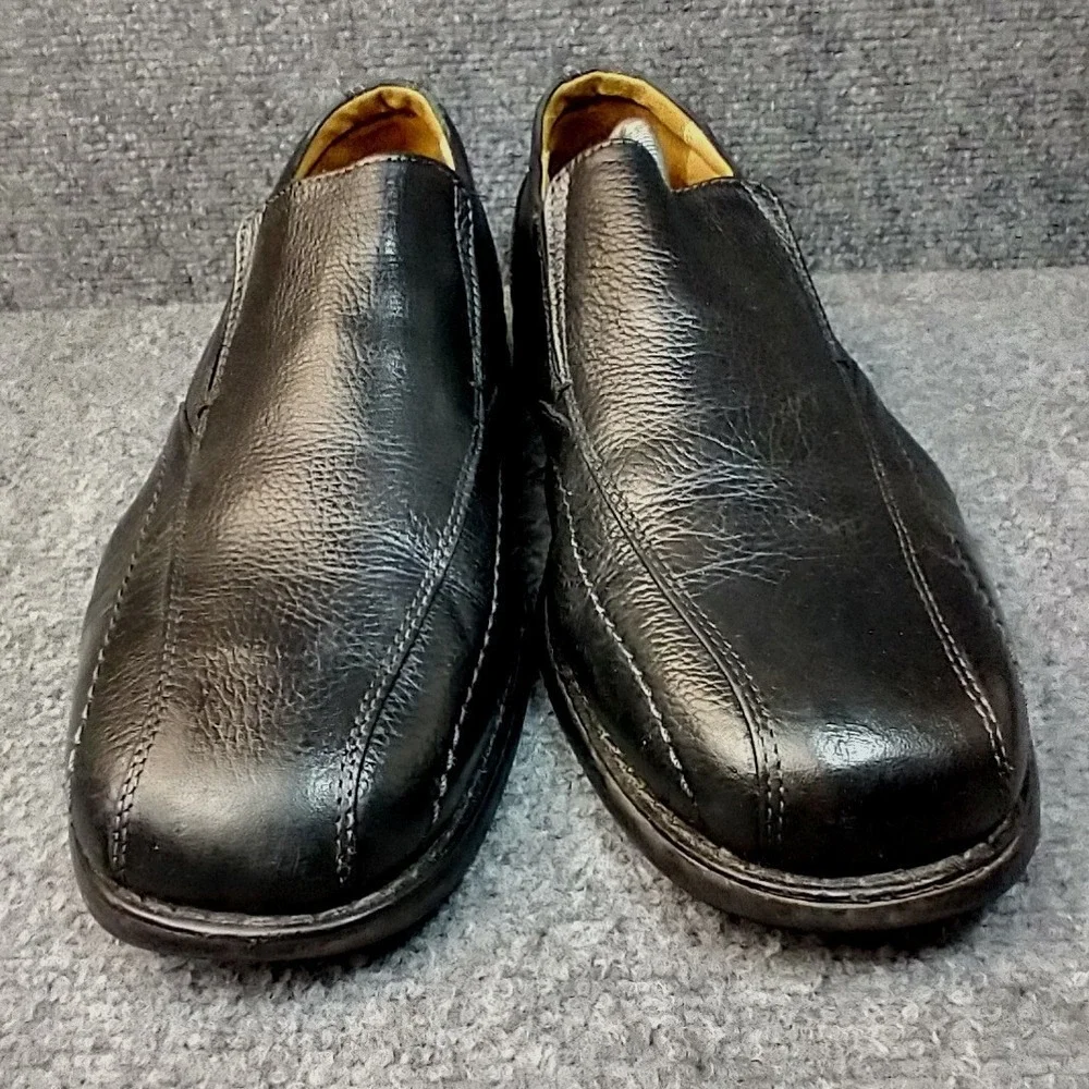 Nunn Bush Mens Black Pebbled Leather Slip On Loafers Bicycle Toe 81044 Size 12 M